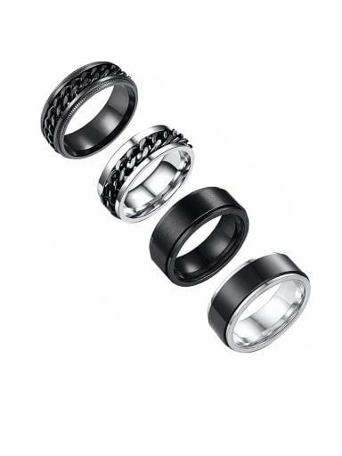 custom Titanium Steel Geometric Hip Hop Stackable Ring Set