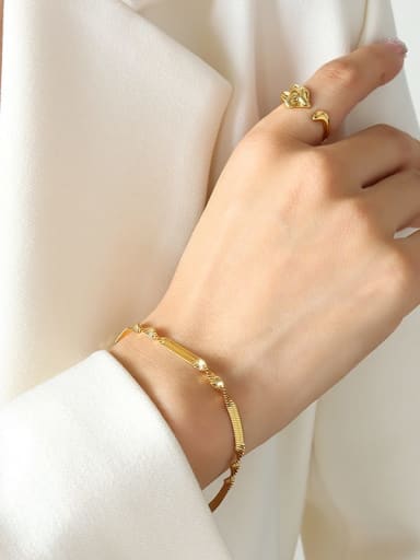 E338 gold bracelet 17 +5cm Trend Geometric Titanium Steel Bracelet and Necklace Set