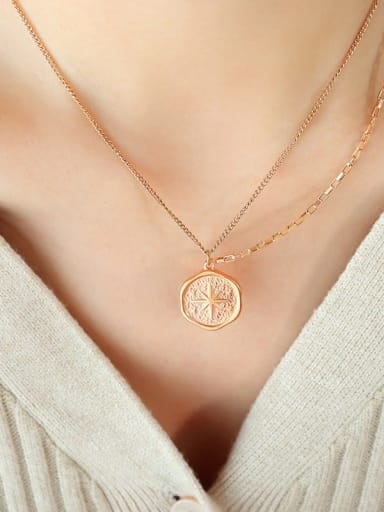 Rose gold necklace 40 +5cm Titanium Steel Geometric Minimalist Multi Strand Necklace