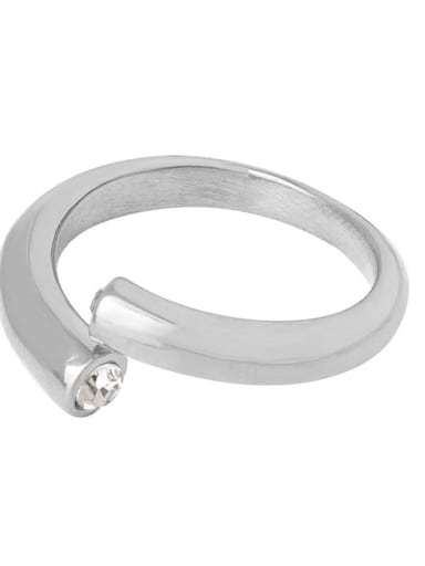 A503 Steel Ring Titanium Steel Glass Stone Geometric Hip Hop Band Ring