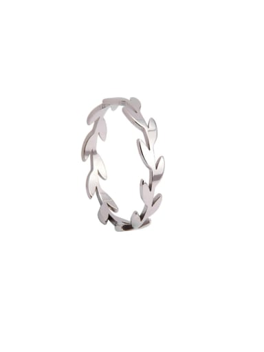 Titanium Steel  Minimalist Band Olive Branch Shape Ring