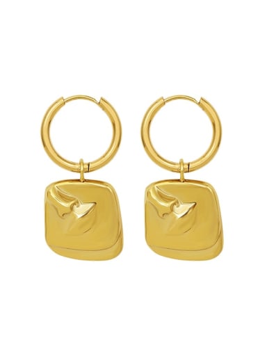 f421 gold face Titanium 316L Stainless Steel Irregular Vintage Huggie Earring with e-coated waterproof