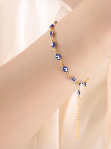 Titanium Steel Enamel Minimalist Evil Eye Bracelet and Necklace Set