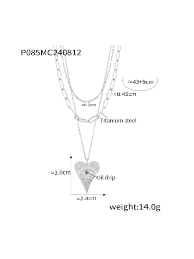 TXP085 Steel Three Layer Necklace Titanium Steel Cubic Zirconia Trend Heart  Earring and Necklace Set