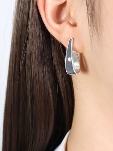 F803 steel color Titanium Steel Enamel Geometric Vintage Stud Earring