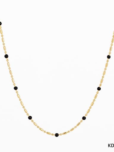 KDD137 necklace gold+dazzling black Stainless steel Irregular Minimalist Beaded Necklace