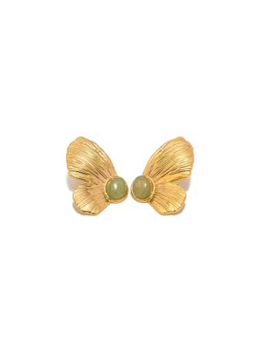 custom Stainless steel Emerald Butterfly Vintage Stud Earring