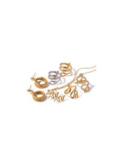 Stainless steel Trend Snake Earring Ring and Necklace Set