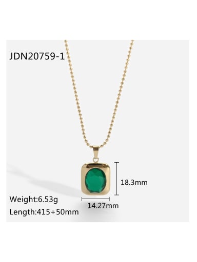 JDN20759 1 Stainless steel Emerald Green Rectangle Trend Necklace