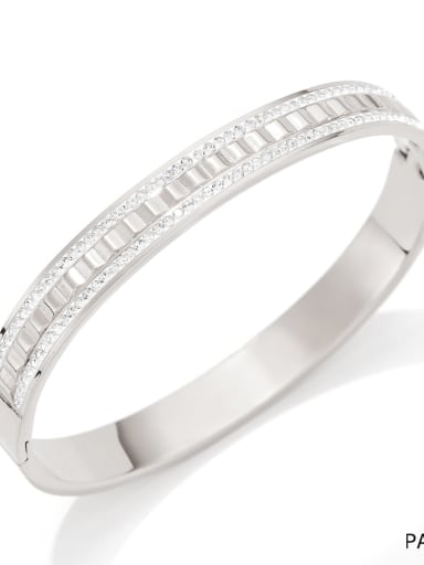 Stainless steel Cubic Zirconia Geometric Trend Band Bangle