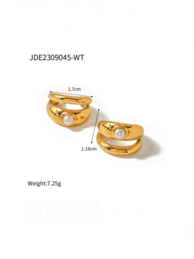 JDE2309045 WT Stainless steel Geometric Hip Hop Stud Earring