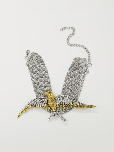 custom Alloy  Rhinestone Owl Hip Hop Choker Necklace