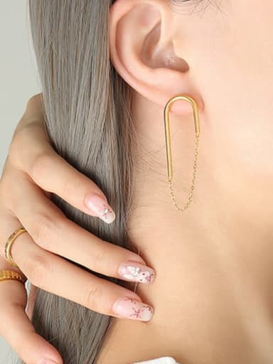 A pair of gold earrings Titanium Steel Geometric Minimalist Huggie Earring