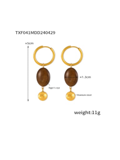 TXF041 Gold Earrings Titanium Steel Natural Stone Vintage Irregular  Earring and Necklace Set