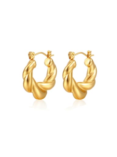 Gold earrings Stainless steel Geometric Hip Hop Huggie Earring