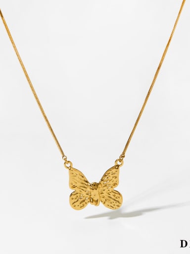 Golden Butterfly Necklace D1183 Stainless steel Butterfly Trend Necklace