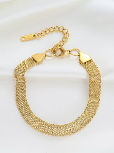 C036 Woven Mesh Bracelet Gold Titanium Steel Weave Minimalist Necklace