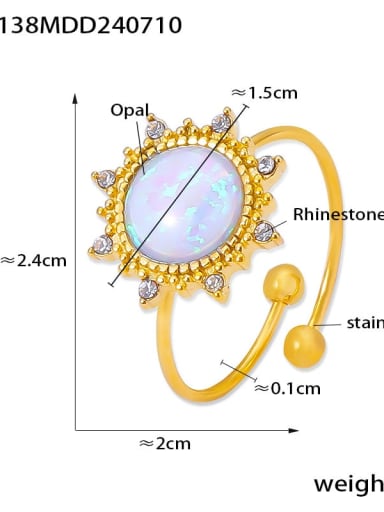 A138 Gold Stainless steel Cubic Zirconia Flower Dainty Band Ring