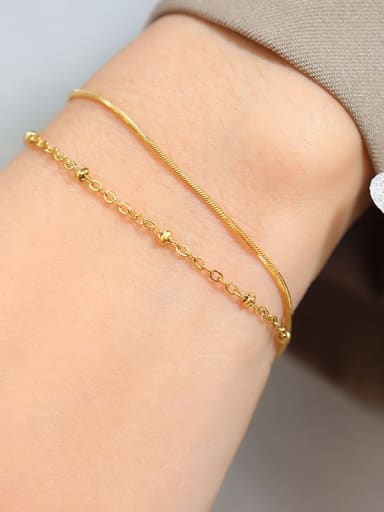 Gold double layer bracelet 15+ 5cm Titanium Steel Geometric Minimalist Strand Bracelet
