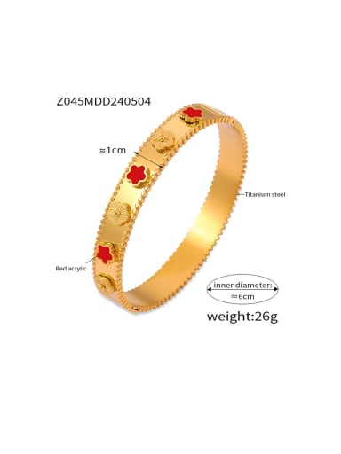 Z045 Gold Red Acrylic Bracelet Titanium Steel Acrylic Clover Vintage Band Bangle