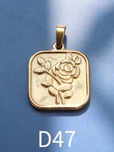 D47 gold Stainless steel Geometric  Vintage Pendant with e-coated waterproof
