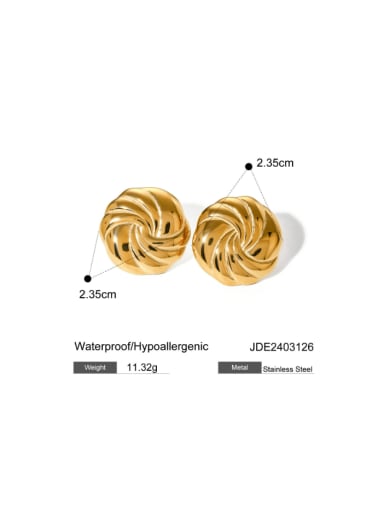 JDE2403126 gold Stainless steel Round Hip Hop Stud Earring
