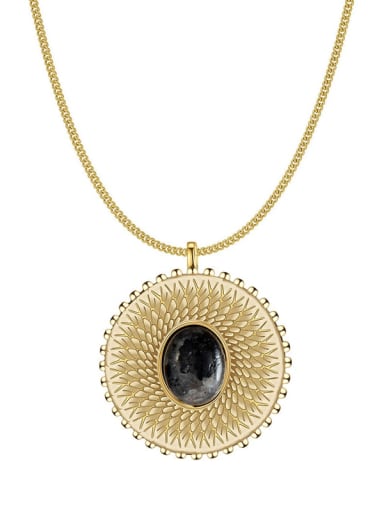 custom Titanium Steel Obsidian Geometric Vintage Necklace