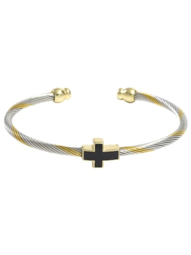 Style 2 (Perforated Cross) Stainless steel Enamel Cross Vintage Cuff Bangle