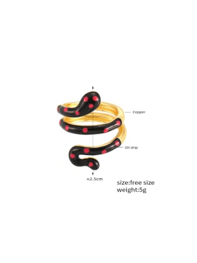 A874 Gold Black Drop Oil Ring Brass Enamel Snake Hip Hop Band Ring