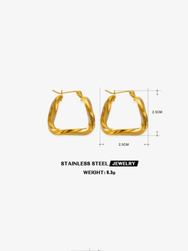 Golden square earrings Stainless steel Geometric Hip Hop Huggie Earring