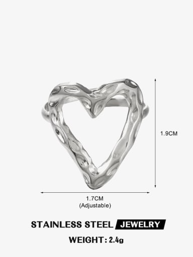 Stainless steel Hollow  Heart Hip Hop Band Ring