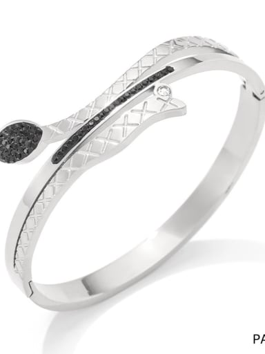 Stainless steel Cubic Zirconia Snake Trend Cuff Bangle