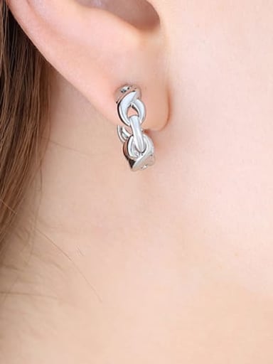 F726 steel color earrings Brass Hollow Geometric Vintage Stud Earring