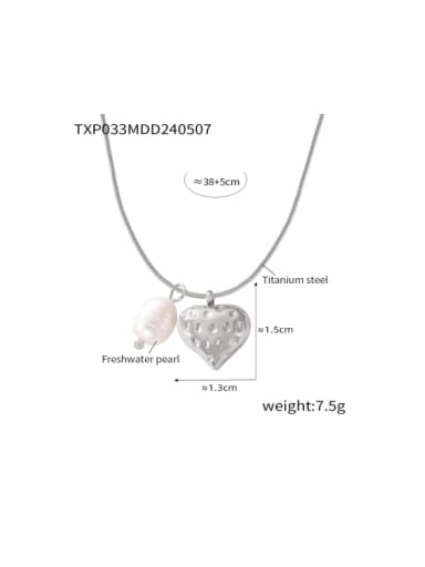 TXP033 Steel Necklace Titanium Steel Imitation Pearl Hip Hop Heart  Earring and Necklace Set