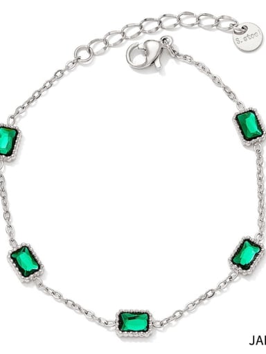 Green zirconium silver ankle chain A330 Geometric Dainty Stainless steel Cubic Zirconia Anklet