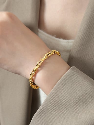 E510 Gold Bracelet 15+ 5cm Titanium Steel Trend Geometric Bracelet and Necklace Set
