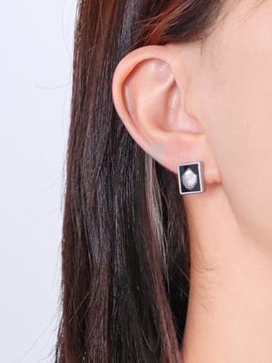 Titanium Steel Enamel Minimalist Square Earring and Necklace Set
