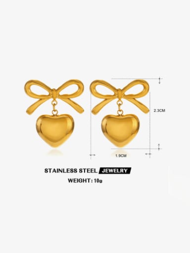 Precision Bow Earrings 1 Gold Stainless steel Bowknot Hip Hop Drop Earring