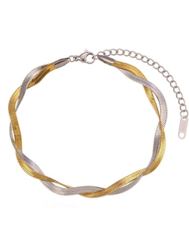 SL161 Double layered cross  bracelet Titanium Steel Snake Bone Chain Minimalist Necklace