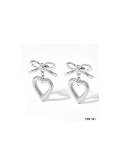 PDE843 Platinum Stainless steel Heart Hip Hop Drop Earring