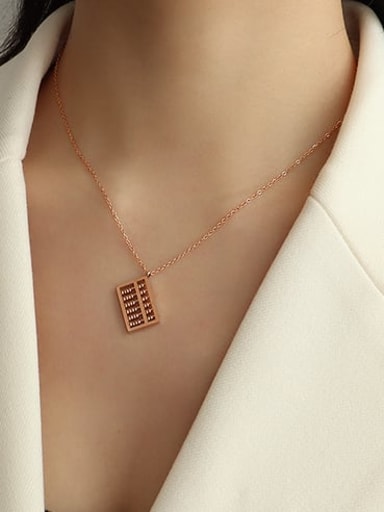 Rose Gold bevel abacus Necklace 40+5cm Titanium 316L Stainless Steel Bead Geometric Vintage Necklace with e-coated waterproof