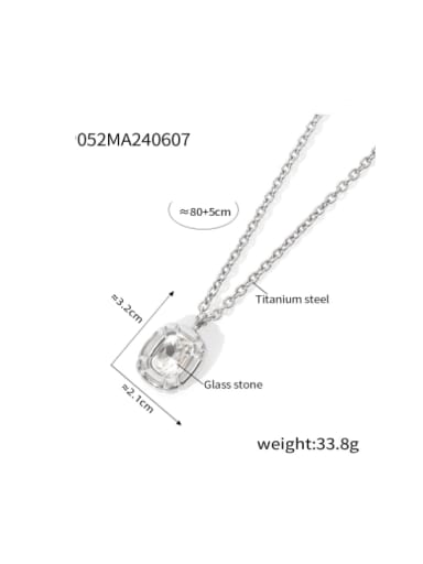 TXP052 Steel Necklace Titanium Steel Glass Stone Hip Hop Geometric  Earring Bracelet and Necklace Set