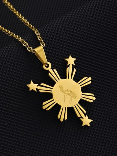 golden Stainless steel Geometric Ethnic Smooth Gold Philippine Map Pendant Necklace