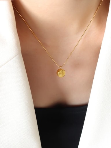 P248 gold necklace 40+ 5cm Titanium Steel Round Trend Necklace