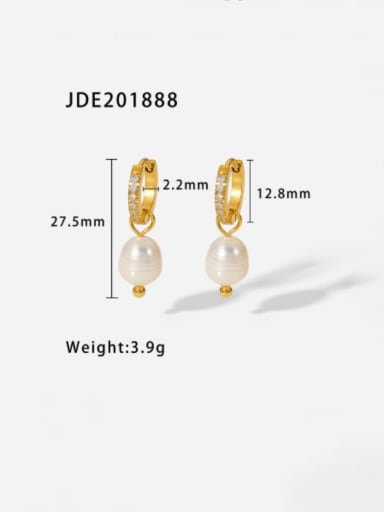 JDE201888 Stainless steel Imitation Pearl Geometric Minimalist Drop Earring