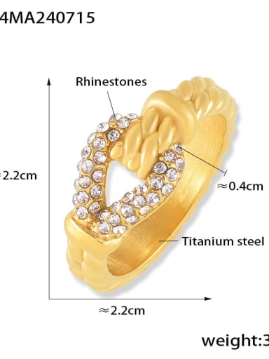 A614 Golden Ring Titanium Steel Cubic Zirconia Geometric Trend Band Ring