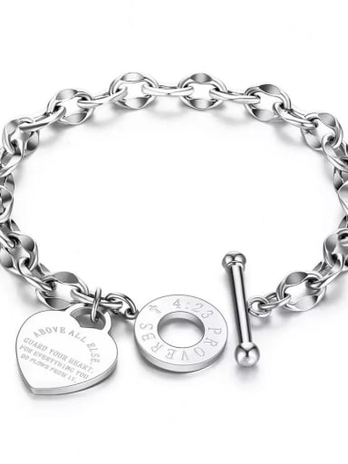 Titanium Steel Imitation Pearl Heart Minimalist Link Bracelet