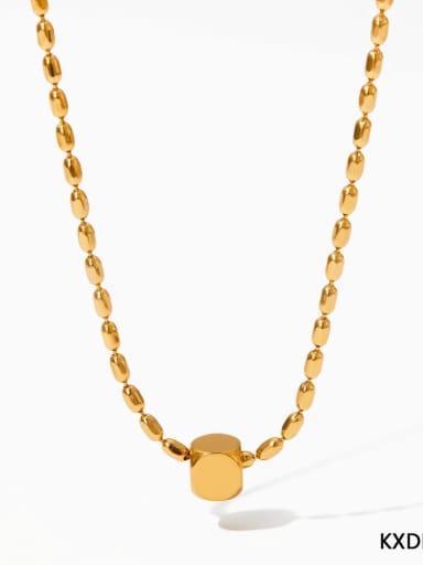 KDD546 Gold Stainless steel Geometric Trend Beaded Necklace
