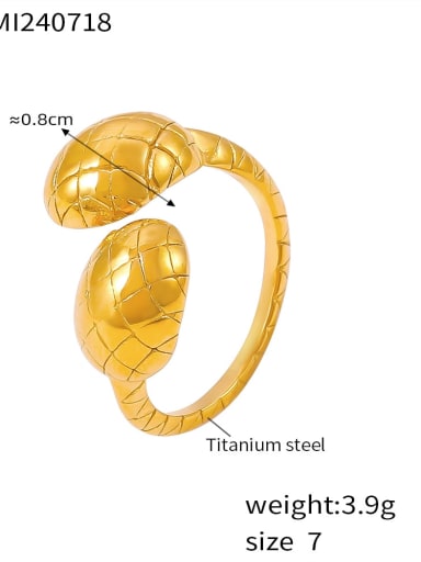 A877 Golden Ring Titanium Steel Geometric Trend Band Ring