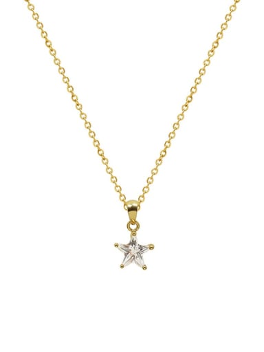 Titanium 316L Stainless Steel Cubic Zirconia Star Minimalist Necklace with e-coated waterproof